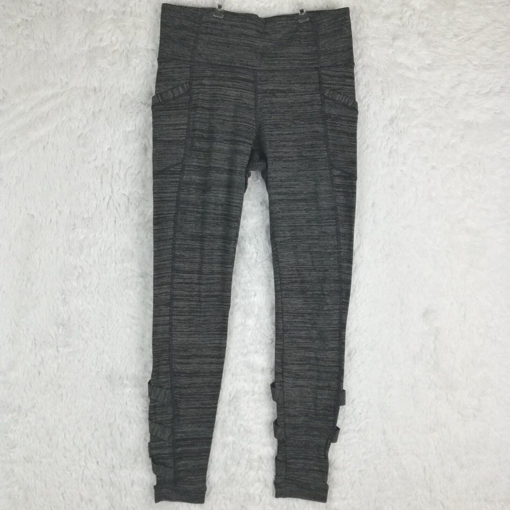 Athleta Womens Pants‎ Leggings Crop Gray Heather Criss Cross Salf Side Pockets M